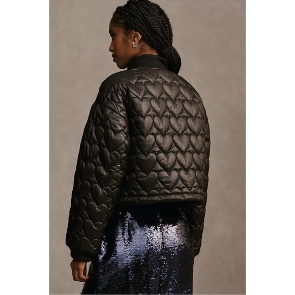 Maeve By Anthropologie Quilted Heart Bomber Jacket Size XL - Picture 15 of 16